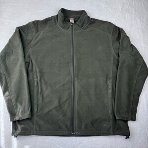 REI men's full-zip fleece jacket. Olive green. Size XXL. Side Zip Pockets.